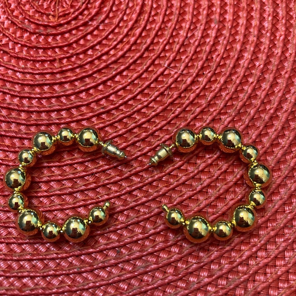 Bundle 5, get 20% off - Gold-Tone Beaded Hoop Earrings